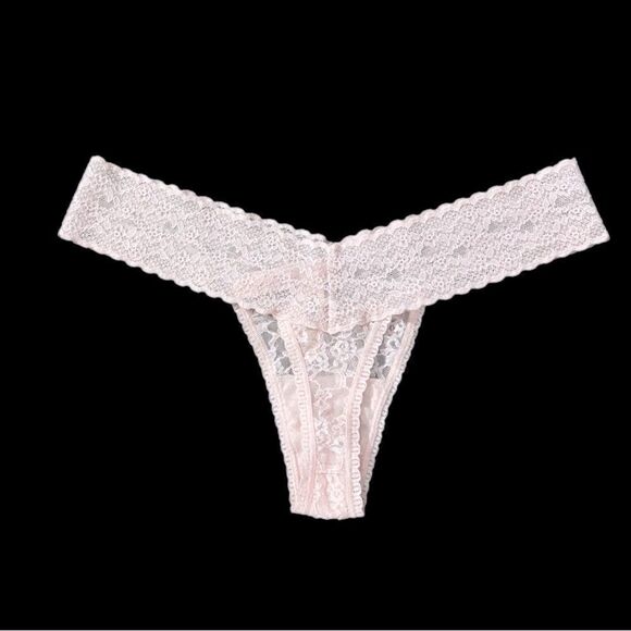 Victoria's Secret ultimate stretch lace One Size Fits All Thong Panty Pink - Picture 2 of 3